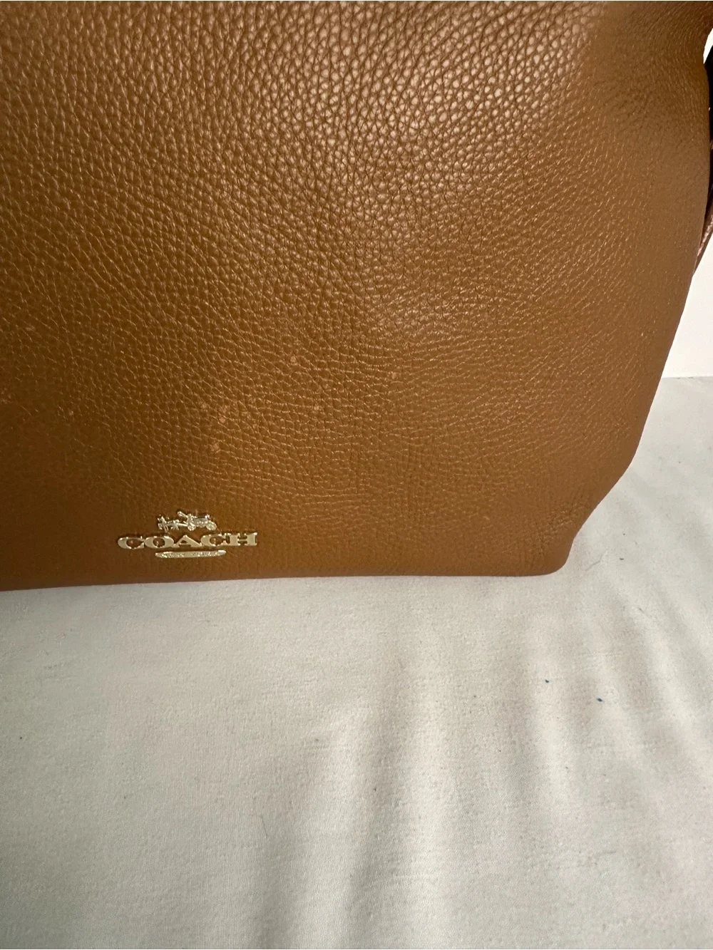 Coach F35775 Duffelette Pebble Leather Shoulder Bag in Cognac
